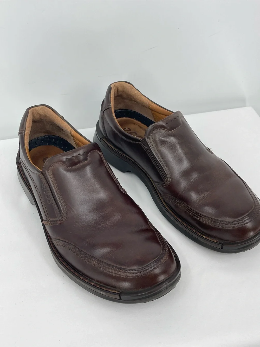 Ecco Men’s Dark Brown Leather Slip-On Loafers SIZE 42